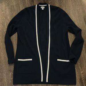 J. Crew Factory Navy Cardigan with White Trim Varsity Grandpa M